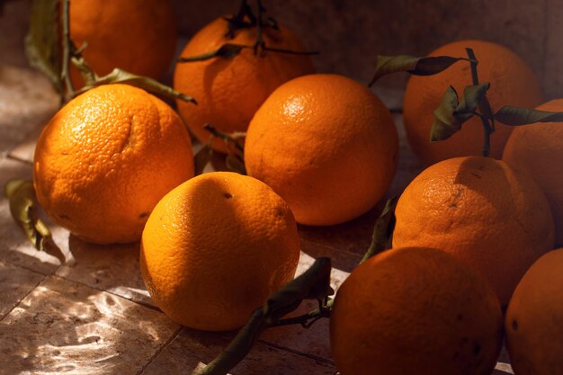 Close-up of oranges on table