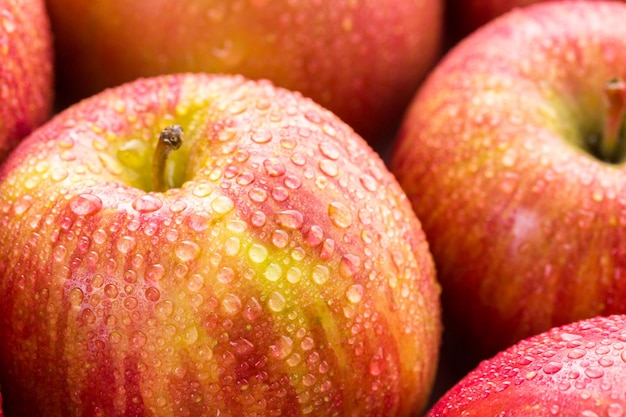 Close up of organic Fuji apples.