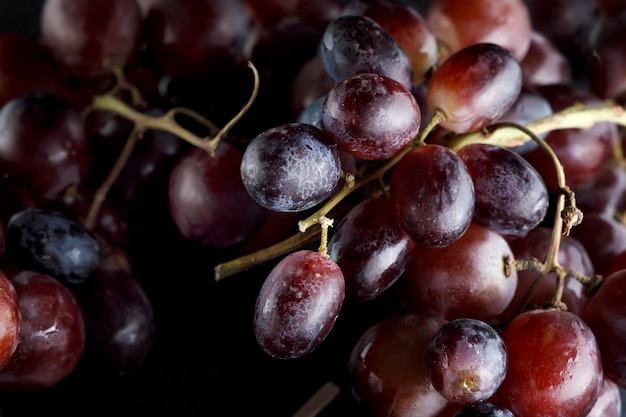 Close-up of organic red grape bunches