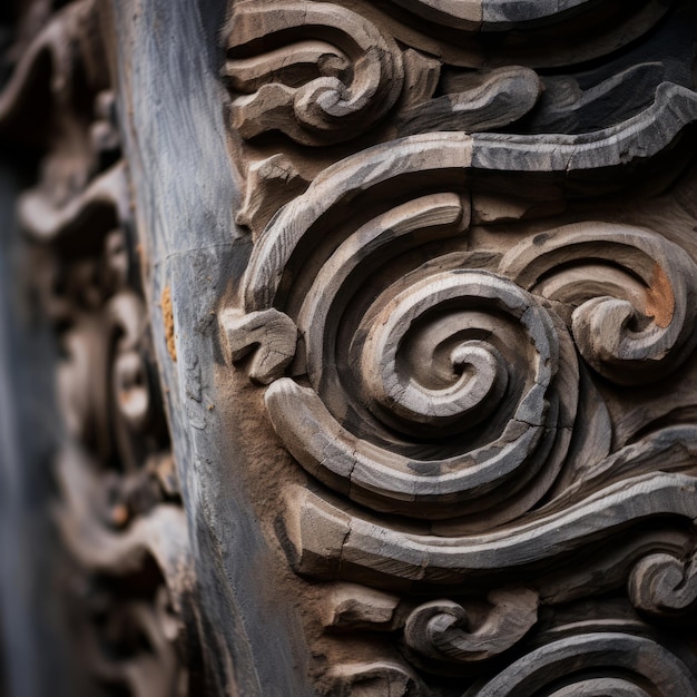 Photo a close up of an ornate carving on a wall