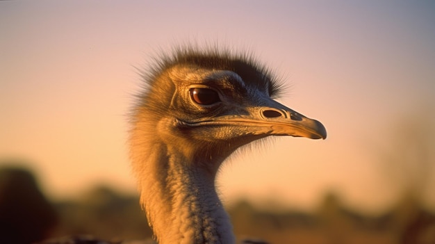 A close up of an ostrich's head