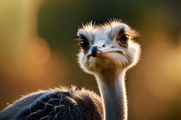 A close up of an ostrich's head