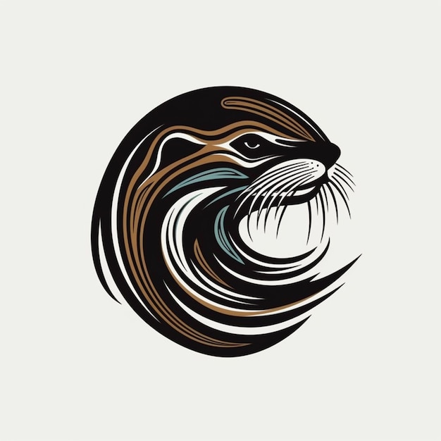 a close up of a otters face with a wave coming out of it generative ai
