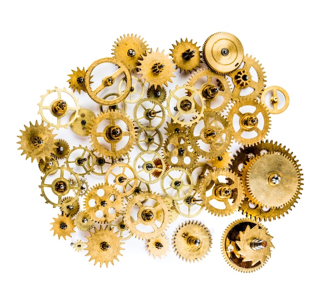 close-up oud mechanisme op een witte achtergrond