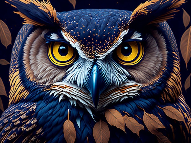 Close up owl illustration background