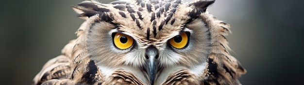 a close up of an owl's face