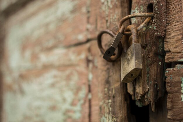 Close-up of padlock on wall