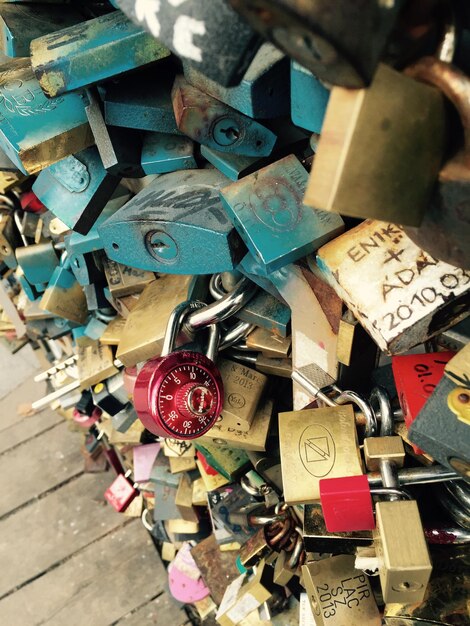 Close-up of padlocks