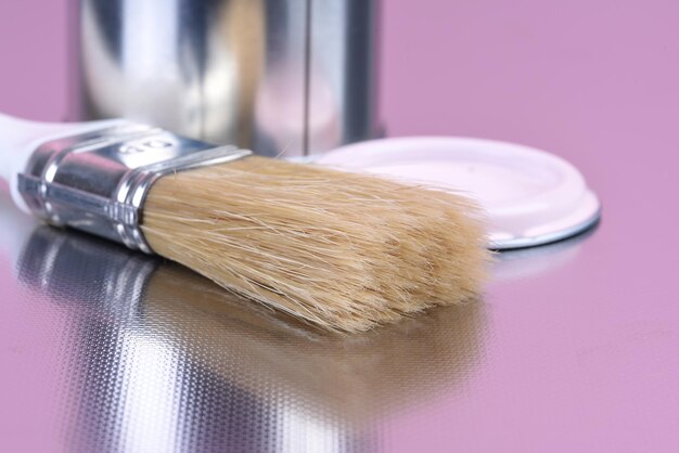 Close-up of paintbrush on table