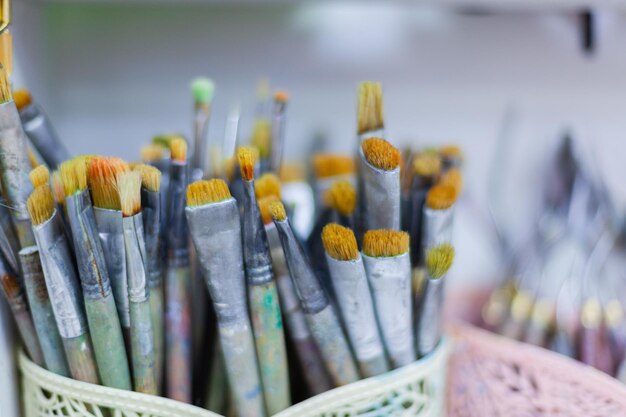 Close-up of paintbrushes