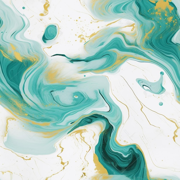 A close up of a painting of a blue and green swirl generative ai