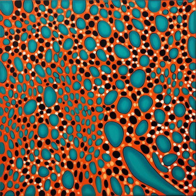 A close up of a painting of a blue and orange background generative ai