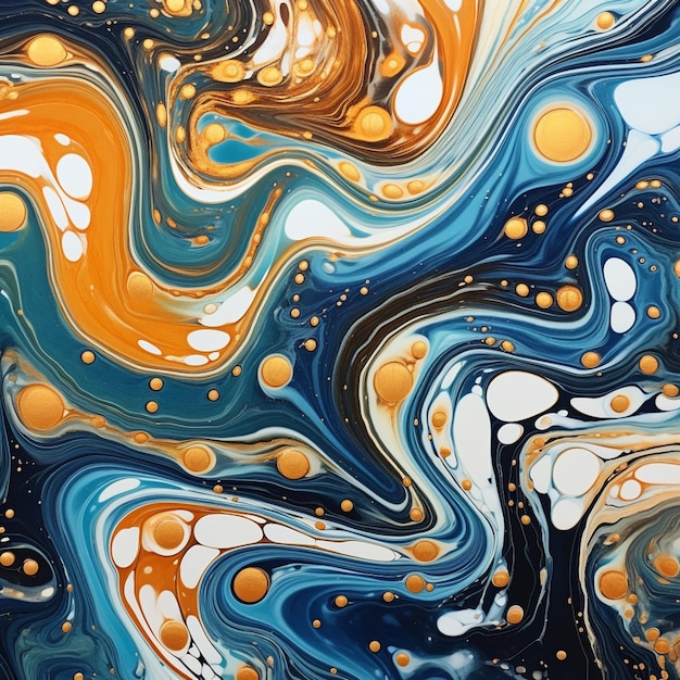 a close up of a painting of a blue and orange swirl generative ai