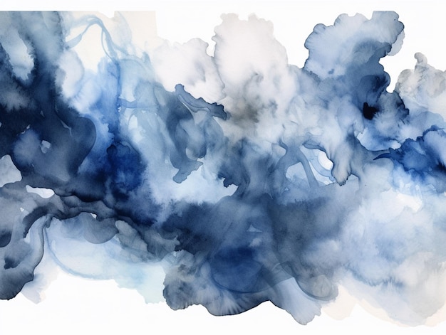 Premium AI Image  A close up of a blue and white watercolor paint