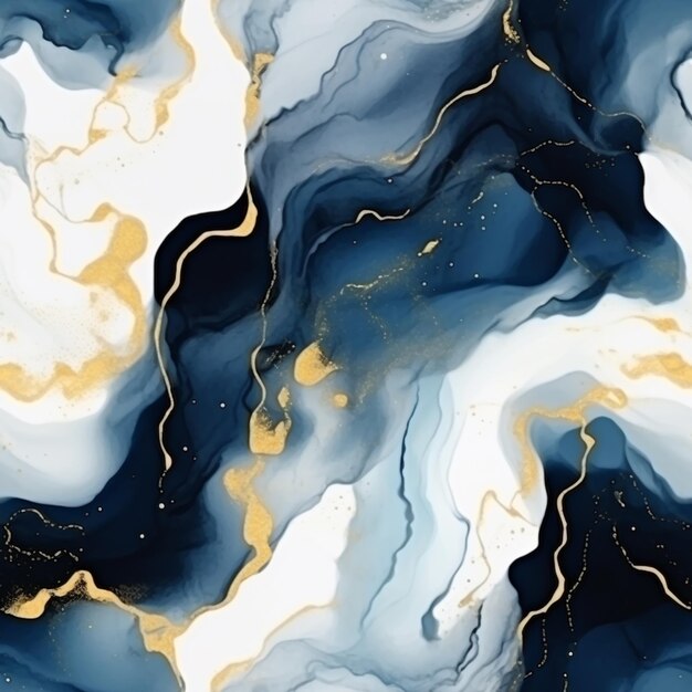 a close up of a painting of a blue and white marble generative ai