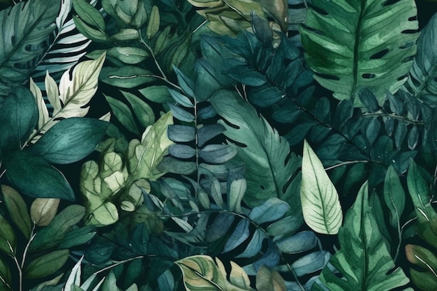A close up of a painting of a bunch of green leaves generative ai