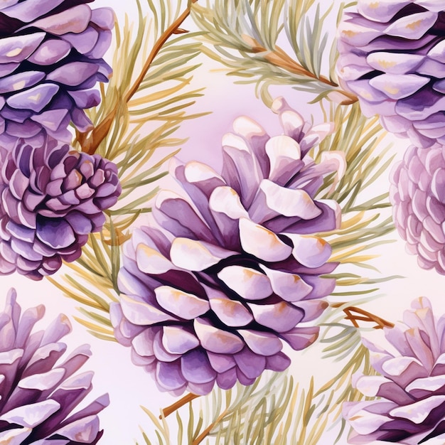 a close up of a painting of a bunch of pine cones generative ai