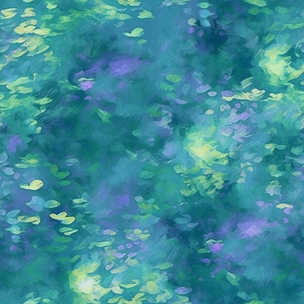 Photo a close up of a painting of a bunch of water lillies generative ai