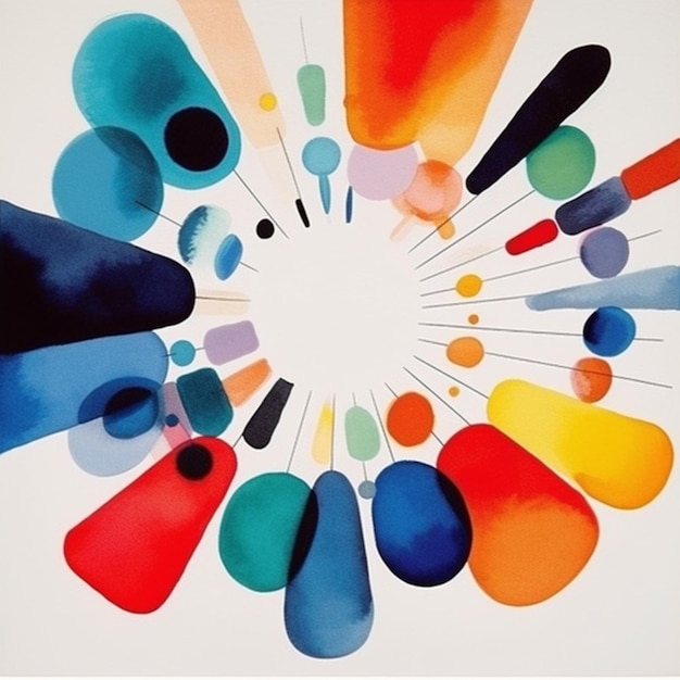 a close up of a painting of a circle of colorful objects generative ai