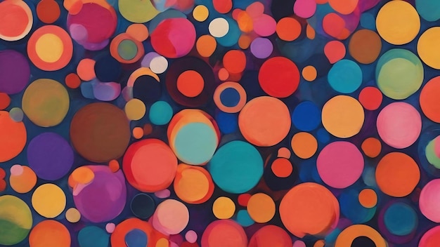 A close up of a painting of a colorful pattern with circles generative ai