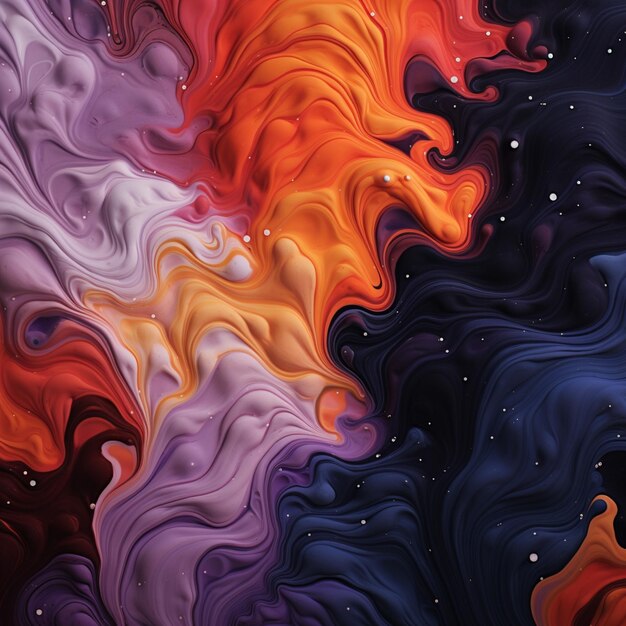 Photo a close up of a painting of a colorful swirl of liquid generative ai