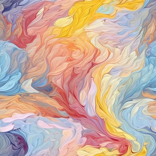 A close up of a painting of a colorful swirly background generative ai