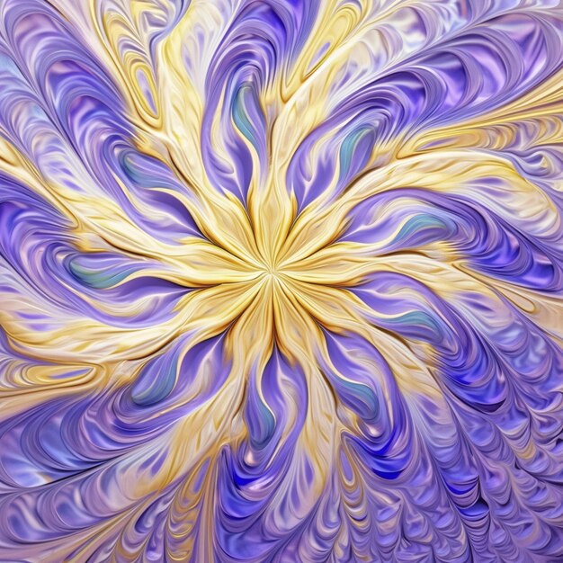 A close up of a painting of a flower with a yellow center generative ai