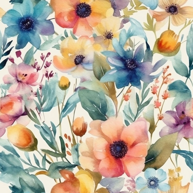 A close up of a painting of flowers on a white background generative ai