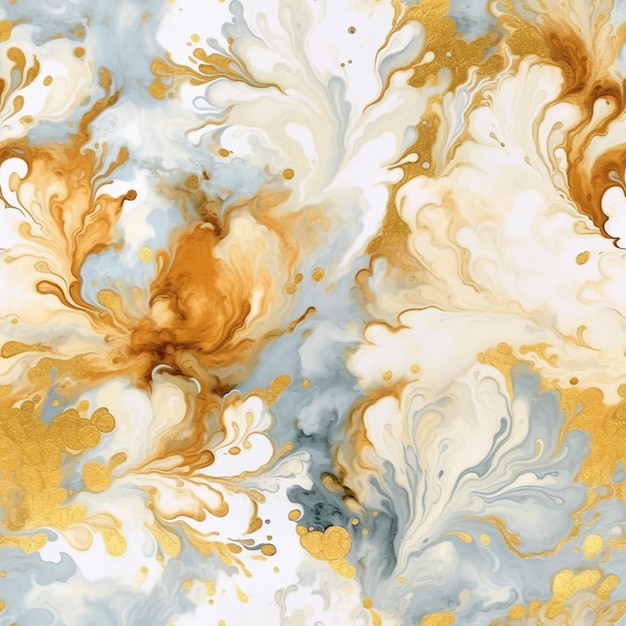 A close up of a painting of a gold and white swirl generative ai