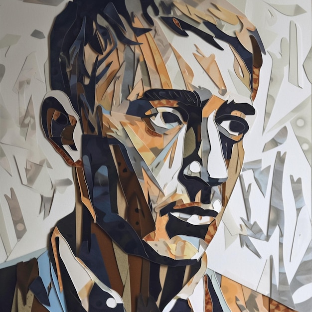 A close up of a painting of a man with a tie on generative ai