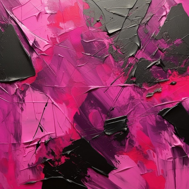 A close up of a painting of a pink and black background generative ai