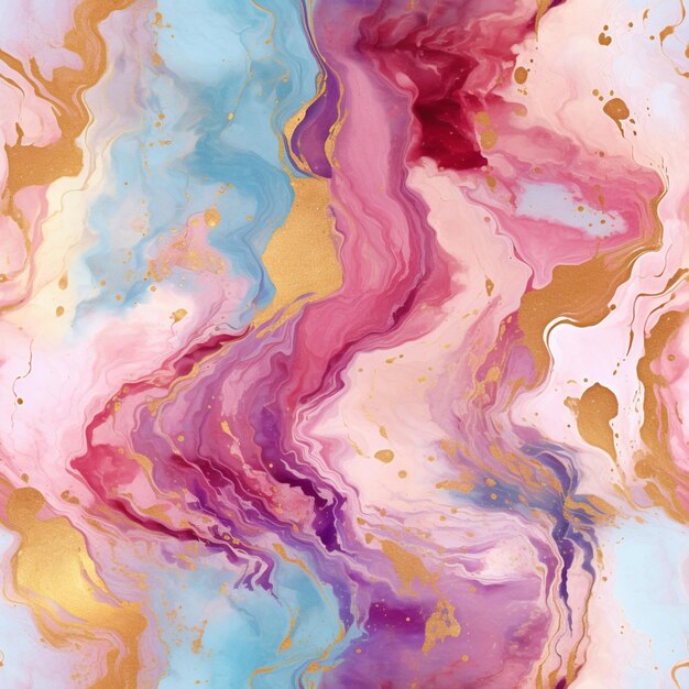 a close up of a painting of a pink and blue marble generative ai