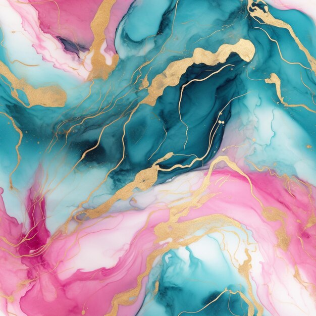a close up of a painting of a pink and blue marble generative ai
