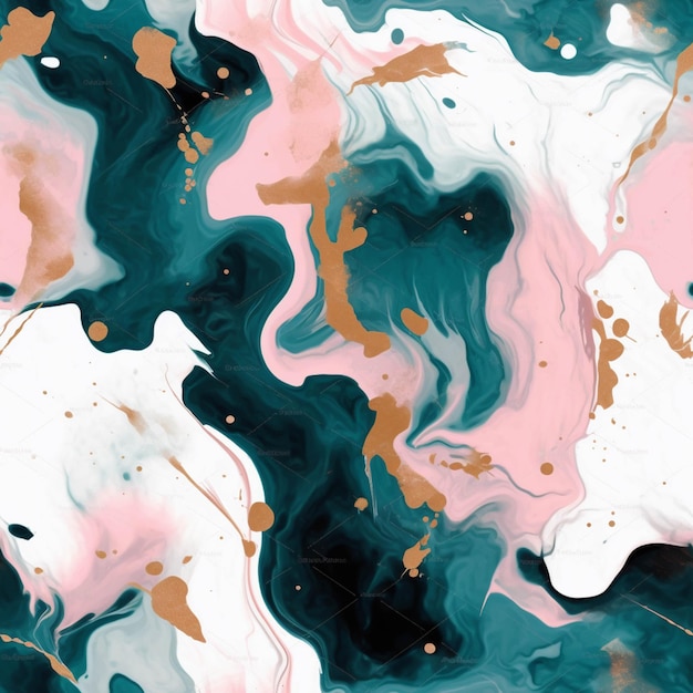 A close up of a painting of a pink and blue marble generative ai