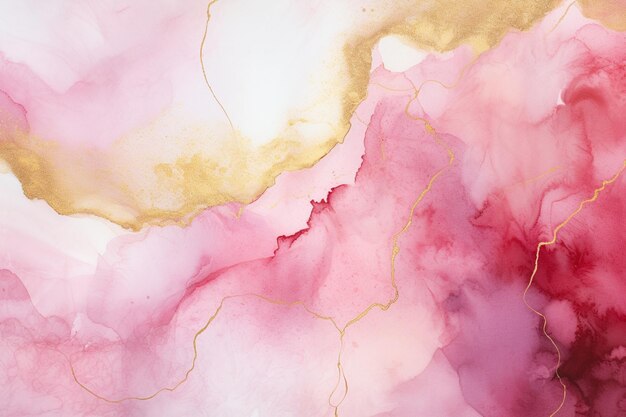 A close up of a painting of a pink and gold color generative ai