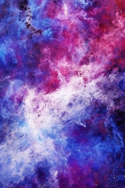 a close up of a painting of a purple and blue galaxy generative ai