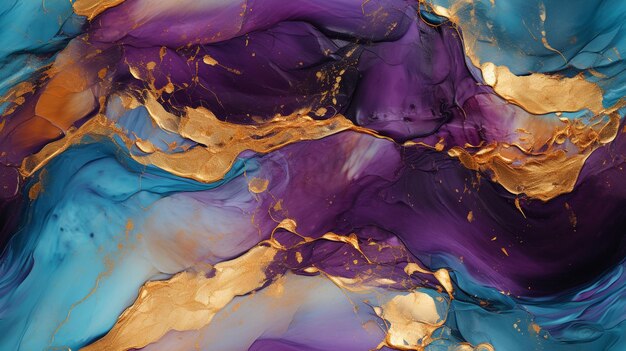 a close up of a painting of a purple and blue liquid generative ai