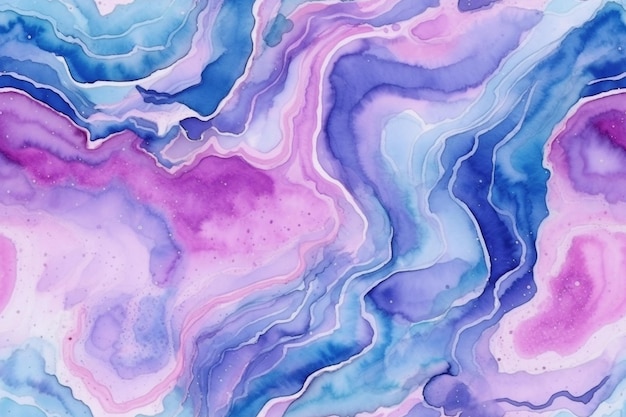 A close up of a painting of a purple and blue marble generative ai