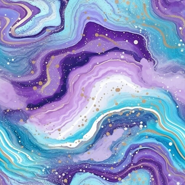 A close up of a painting of a purple and blue wave generative ai