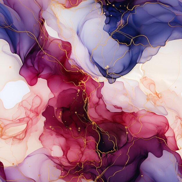 a close up of a painting of a purple and red liquid generative ai