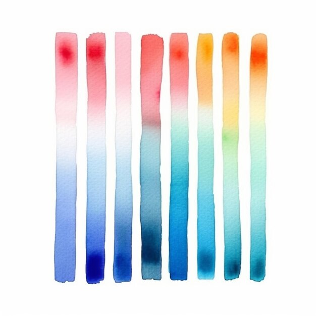 Foto un primo piano di un dipinto di un arcobaleno di acquerelli generativi ai