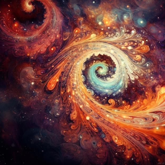 Photo a close up of a painting of a spiral design with a star in the background generative ai