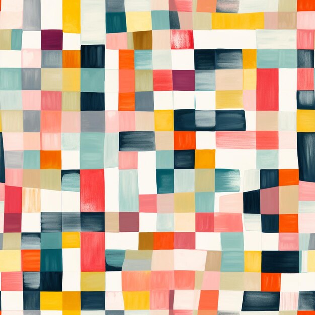 Un primo piano di un dipinto di quadrati di diversi colori generativo ai