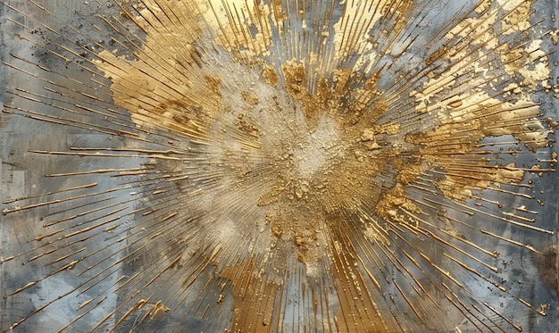 금색 페인트 생성 Ai와 함께 태양 폭발의 그림의 클로즈업