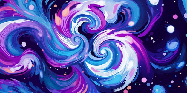 A close up of a painting of a swirly design on a black background generative ai