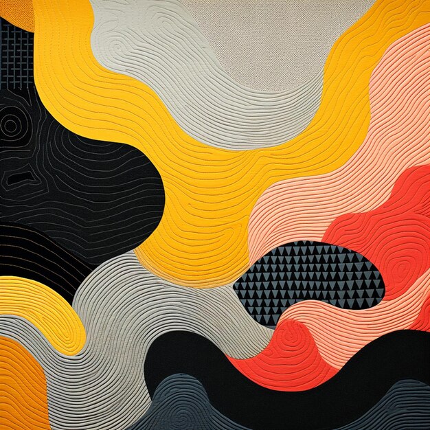 A close up of a painting of a wave pattern with a black background generative ai