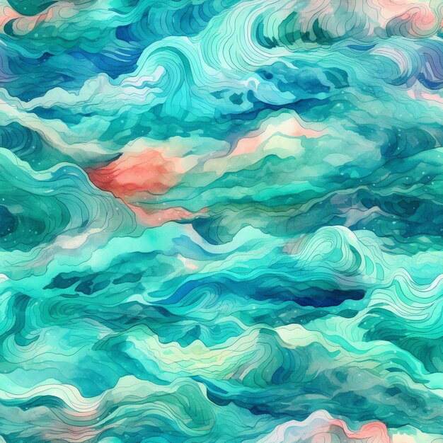 Photo a close up of a painting of a wave of water generative ai