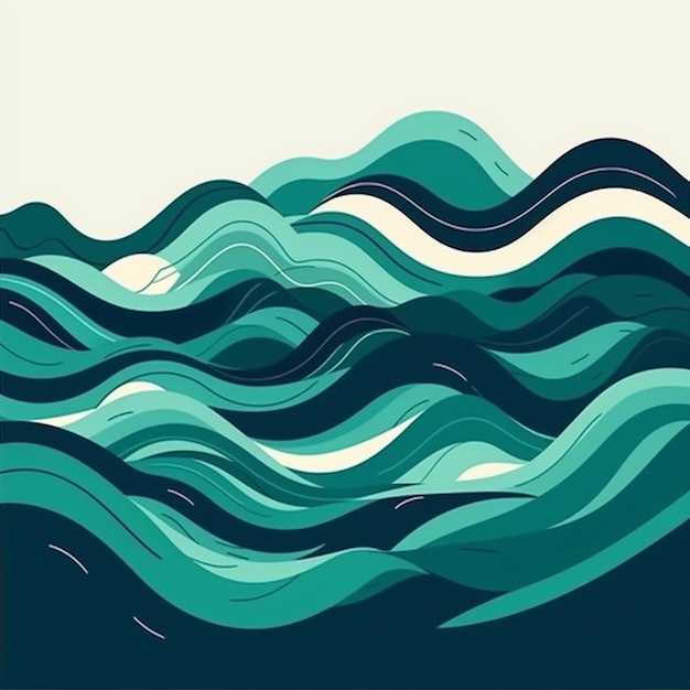 A close up of a painting of a wave with a sky background generative ai