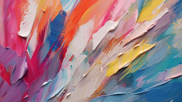 A close up of a painting with the colors of the rainbow.