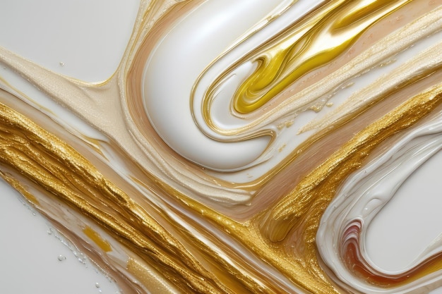 Photo a close up of a painting with gold paint and white and gold paint.